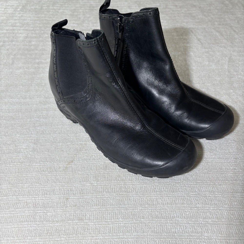 Merrell Plaza Mid Black Leather Ankle Boots Brogue Detail Women 8 46420